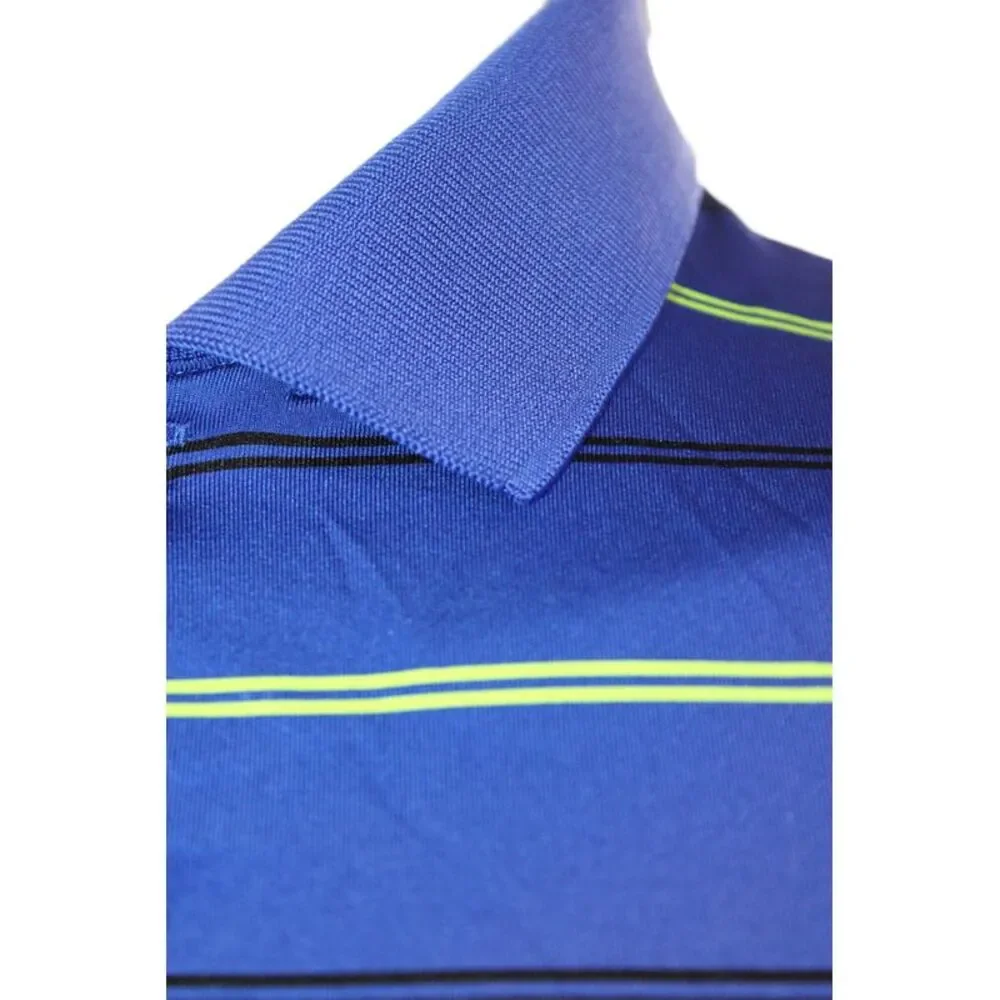 RLX Ralph Lauren Mens Striped Short Sleeve Collared Polo Shirt Blue Size S